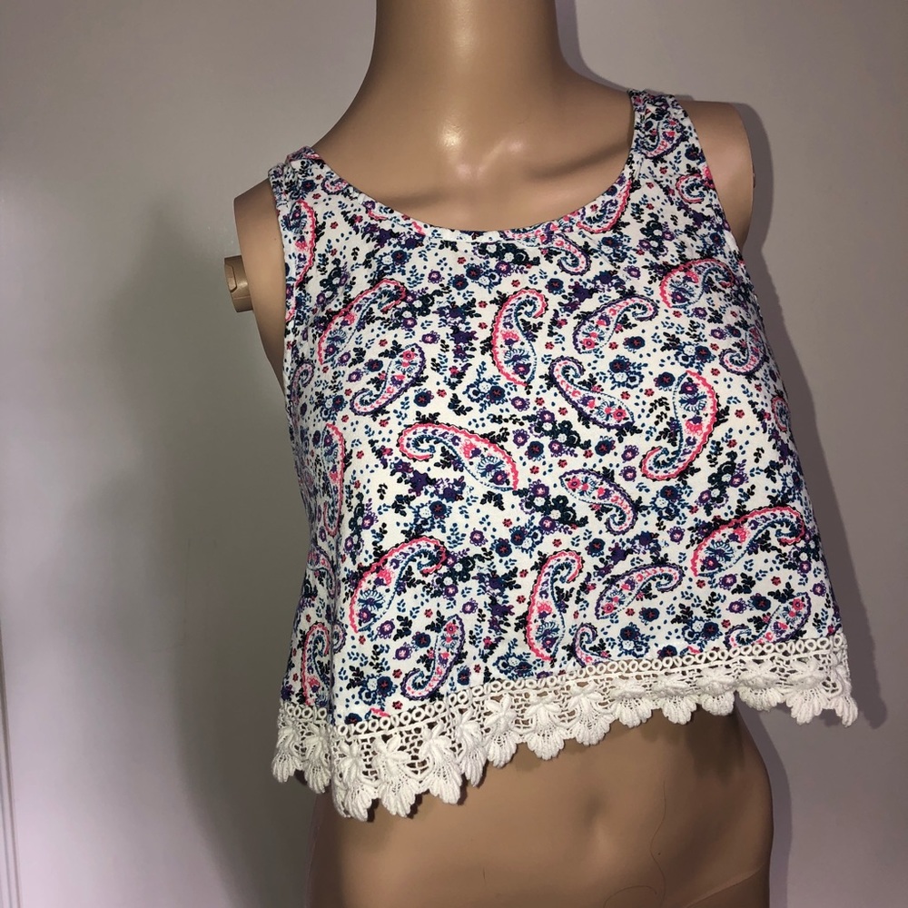 Paisley Crop Top with Open Back